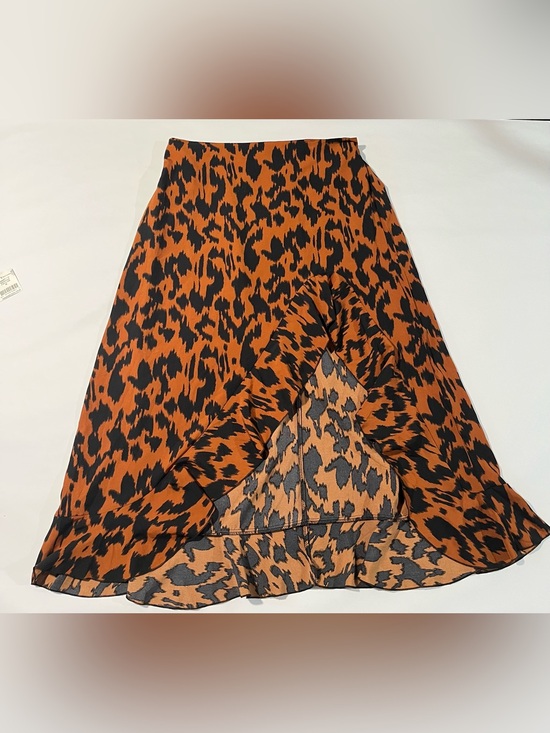 SHEIN Dresses & Skirts - SHEIN Orange and Black Asymmetrical Leopard Ruffle Skirt